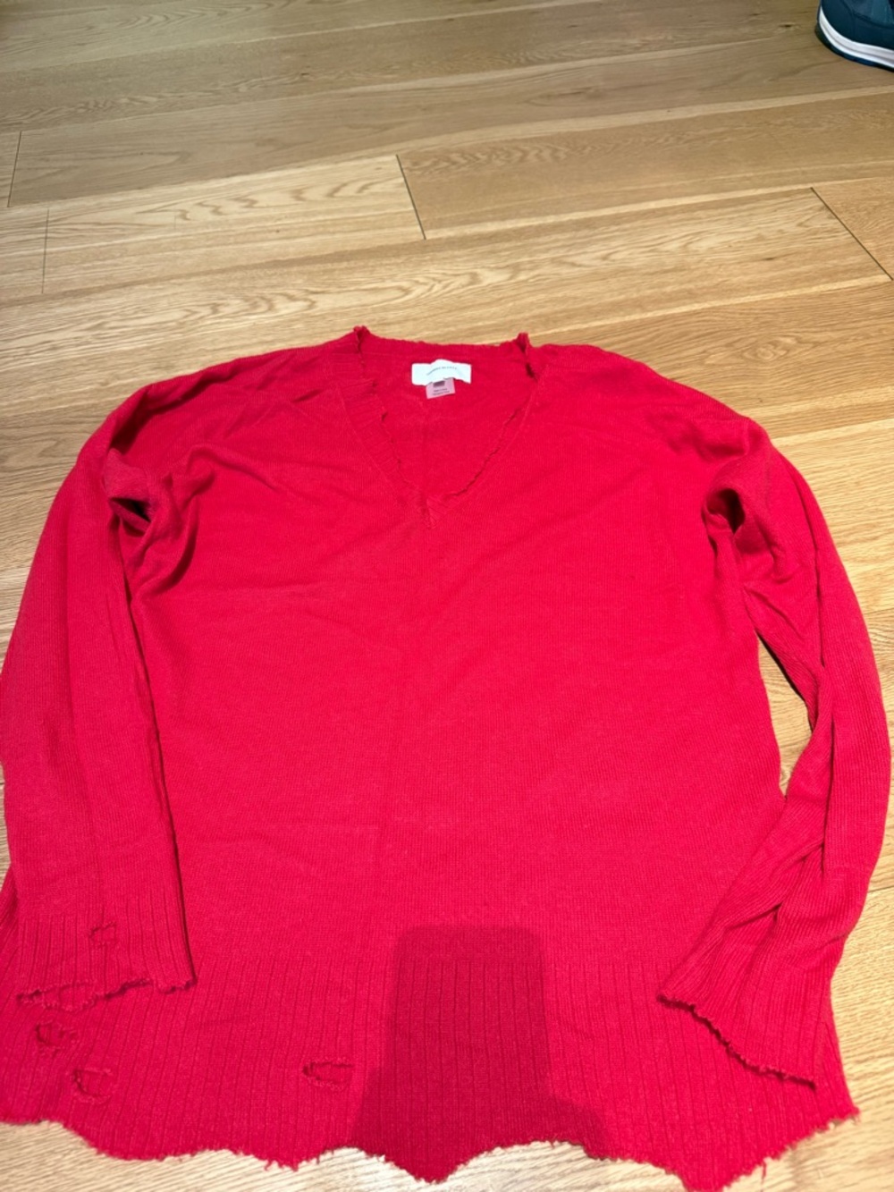 Current/Elliott destroyed Red V-Neck Sweater cashmere size 1